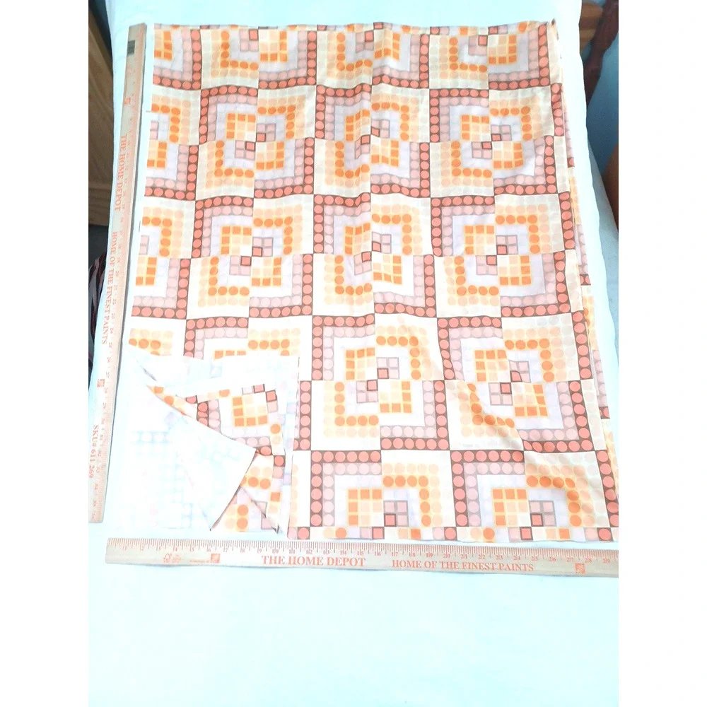 C. Alexander Mod VTG Myrtle Beach Orange Dot Blocks Knit 1 Pc 2 yards x 58